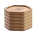 T4U 3 Inch Planter Pot Bamboo Saucer Hexagon Set of 6, Succulent Pot Holder Drainage Tray for Most Small Ceramic Succulent Planters Holding Drainage Water