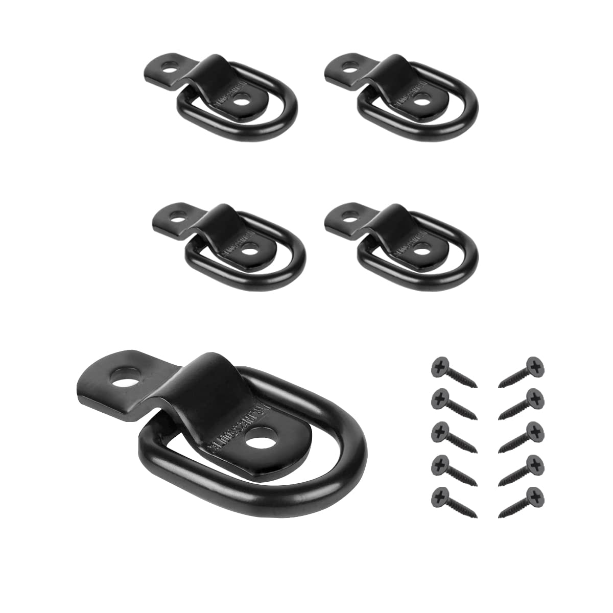 20 PCS Black D Ring Tie Down Anchors - Heavy Duty 1.42x1 Inch Hooks For Truck, Trailer, RV, Boat Cargo Securing