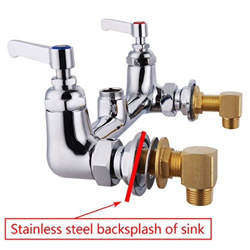 MS Wall Mount Hot & Cold Water Pull Out Spray Commercial Pre Rinse Restaurant Kitchen Faucet With Add On Spout (BDP)