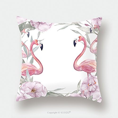 Custom Satin Pillowcase Protector Watercolor Floral Template With Rose Leaves Eucalyptus Flamingo For Greeting Cards Wedding 510427099 Pillow Case Covers Decorative