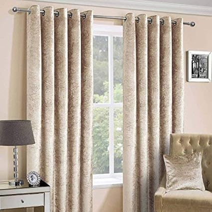 Homescapes Champagne Crushed Velvet Lined Curtain Pair 90 X 90