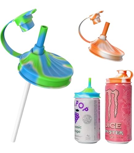 Lot De 4 Couvercles De Canette De Soda Avec Pailles, En Plastique Silicone, Ustensiles De Cuisine Réutilisables, Compatibles Avec Les Boissons En Conserve, Bière, Jus (jaune, Bleu, Vert, Rose Rouge