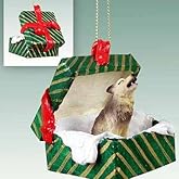 Timber Wolf Gift Box Christmas Ornament - Delightful!