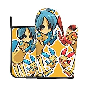 Xiaoxian Pokemon 85 Hittebestendige keukenovenhandschoenen, ovenhandschoenen en potdekselhandschoenen, veilig om te…