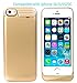 Sykiila 2200 Mah Universal Battery Case Rechargeable Backup Portable Charger for Iphone 5, 5s, 5c, with 4 LED Lights and Built-in Pop-out Kickstand Holder (Gold with Decal)