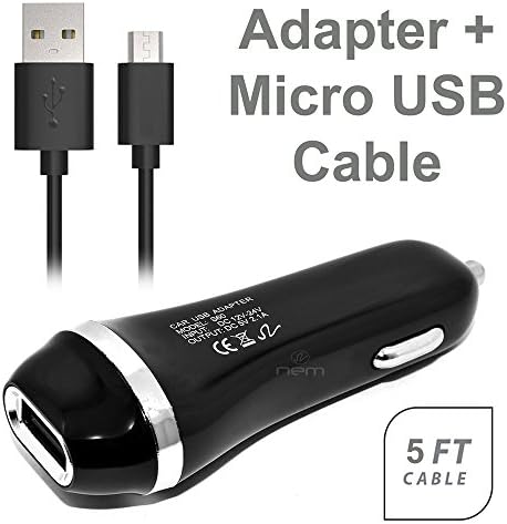 For Posh Micro X S240 Black Accessory Kit Rapid 2.1 A Car Charger Adapter &amp; 5 Feet Fast Micro USB Data Sync and Charging Cable