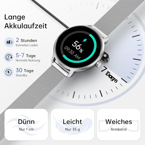 Smartwatch Women Men Round 1.27 Inch AMOLED Smart Watch with Phone Function, Fitness Watch Women with Heart Rate Monitor Sleep Monitor Pedometer 120+ Sports Modes IP68 Waterproof Sports Watch for