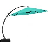Kingdura 11ft Offset Cantilever Patio Umbrella with Base Included, Large Round Aluminum Outdoor Umbrella, 360&deg; Rotation &amp; Infinite Tilt, Heavy Duty Frame for Deck Pool Backyard, Turquoise Blue