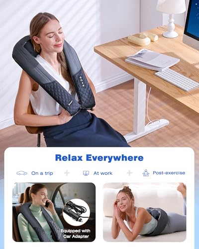 KINGJOY Neck and Shoulder Massager with Heat, Shiatsu Neck and Back Massager for Back, Shoulder, Legs, 2026 Upgraded 4D Kneading Deep Tissue Pain Relief, Gifts for Women/Men/Mom/Dad