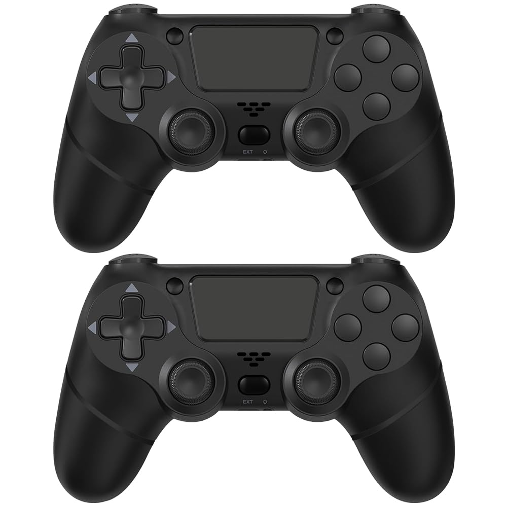 BLUE LAKE Performance 2-Pack Wireless Game Controller Compatible with Steam/PS-4/Android/iOS, USB-C Charging 1000mAh– Black