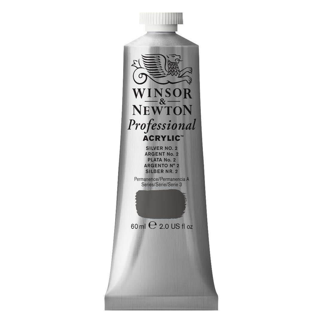 Winsor & Newton 2320624 60 ml Professional Acrylic Colour - Silver No.2 — image 1