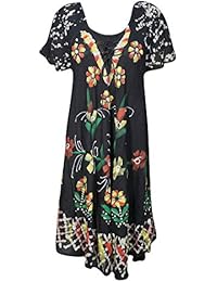Women's Umbrella Dress Cap Sleeves Tie-Dye Loose Flare Hem Dresses S/M