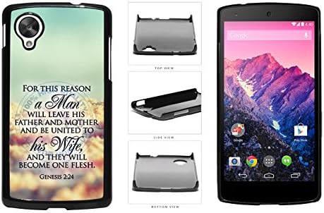 Genesis 2-24 Bible Verse With Sea Sand Background Plastic Phone Case Back Cover For LG Google Nexus 5 D820 comes with Security Tag and myPhone Designs(TM) Cleaning Cloth