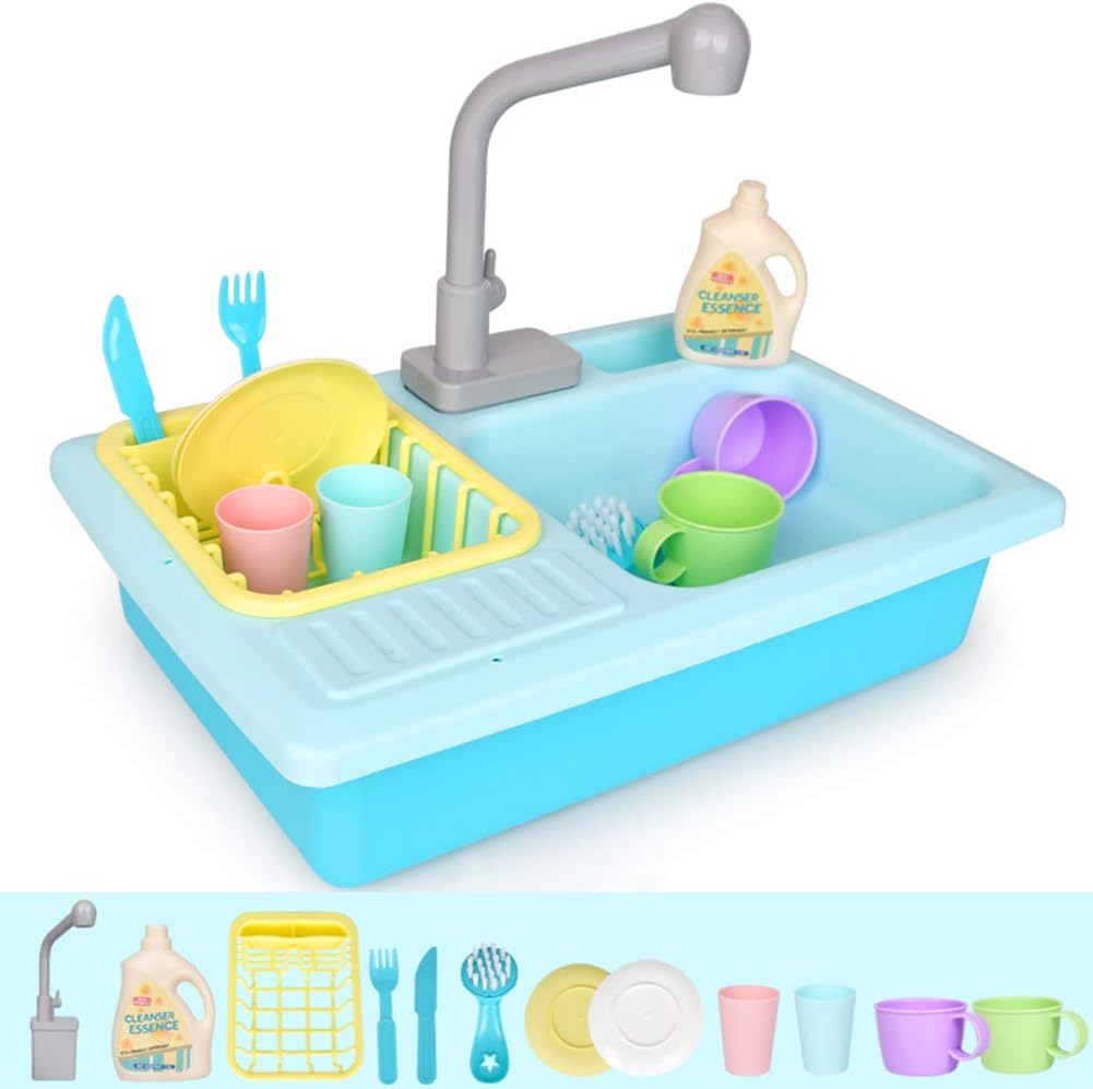 Scrub Play Toy Sink Toy Play Kitchen Accessories for Pretend Play with Shape Sorting,Toddler Toys, Christmas Gifts for Boys & Girls