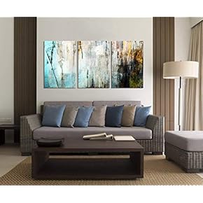 3 Panel Canvas Wall Art - Abstract Grunge Color Compositon - Giclee Print Gallery Wrap Modern Home Art Ready to Hang - 24" x 16" x 3