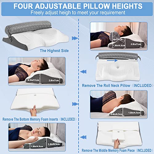 Elviros Cervical Memory Foam Pillow for Neck Pain Relief, Contour
