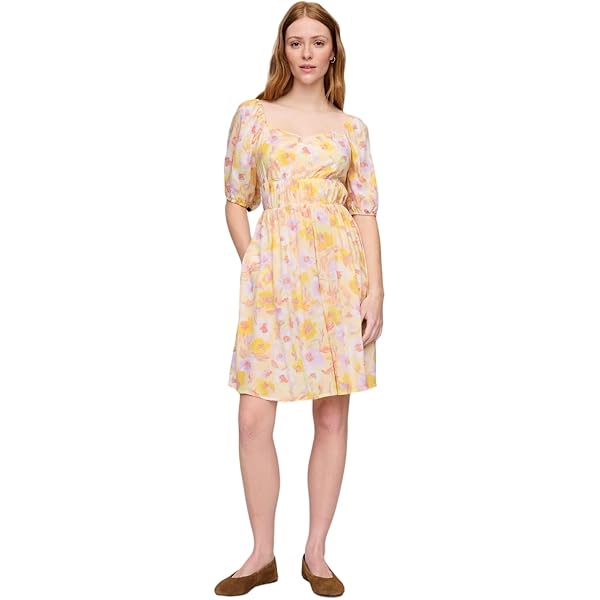 GAP Womens Dipped Waist Midi Dress Lemon Print XS Petite at Amazon Women's  Clothing store