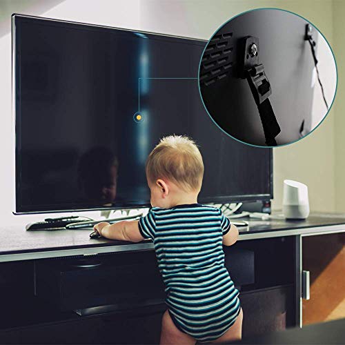 TV Anti Tip Straps (2 Pack) - Baby Proof Furniture Wall Anchor Kit - Earthquake Safety for Flat Screens & Shelves