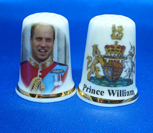 Birchcroft China Collectable Thimble - Prince William with Coat of Arms on Reverse Box