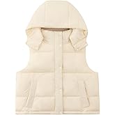 MOMOSTAY Women's Removable Hooded Puffer Vest Lightweight Quilted Stand Collar Sleeveless Jackets Warm Winter Outerwear Coat