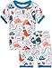 shelry Dinosaur Pajamas for Boys Summer Kids 4 Pieces Cotton Pjs Short Set Toddler Baby Sleepwear 2t