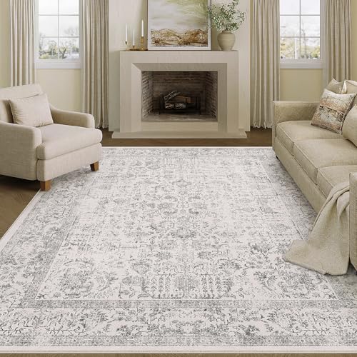HUGEAR Grau Vintage Teppich Wohnzimmer 180x270cm Waschbar