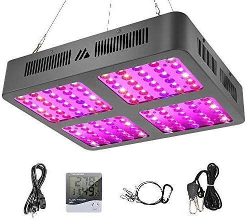 MAYGROW Reflector-Series 1200W LED Plant Grow Light, with Thermometer Humidity Monitor and Adjustable Rope, Full Spectrum Double Switch Plant Light for Indoor Plants Veg and Flower