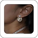 Jugielu Vintage Disc Coin Earrings Portrait Coin Head Earrings Gold Medallion Earrings White Pearl Stud Earrings Pearl Front Back Earrings Jewelry for Women