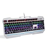 AULA Reaper 104 Key Collision Free Backlight PC Gaming Metal Mechanical Keyboard (Silver and Black, Mixed Light, Black Switches)