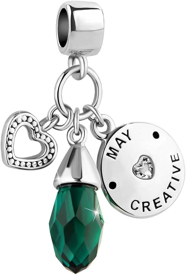 Heart Love Jan-Dec Simulated Birthstone Charm 12 Colors Teardrop Crystal Beads for Bracelets