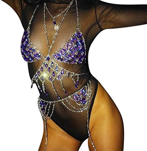 LOMONER Women's Sex Sexy Lingerie Halter Halter Color Crystal Pendant Bra 2019