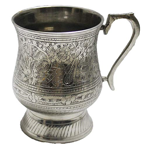PARIJAT HANDICRAFT Unique Tankard Look - Handmade 100% Pure Brass Beer Stein - No Lining - 18 oz - Ice Cold Beer, Moscow Mules Mugs,