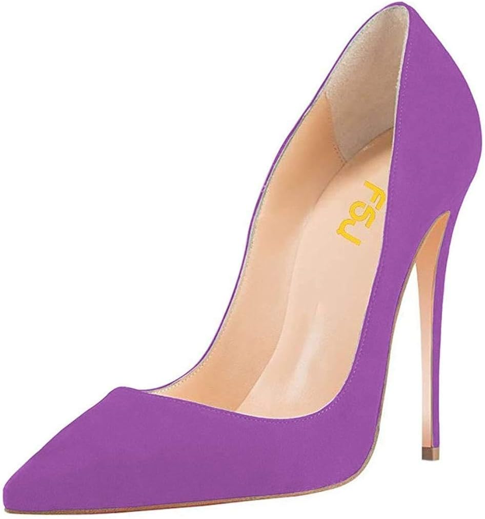FSJ Women Sexy Suede Pointed Toe Pumps 12 cm High Heels Stilettos Prom Shoes Size 4-15 US