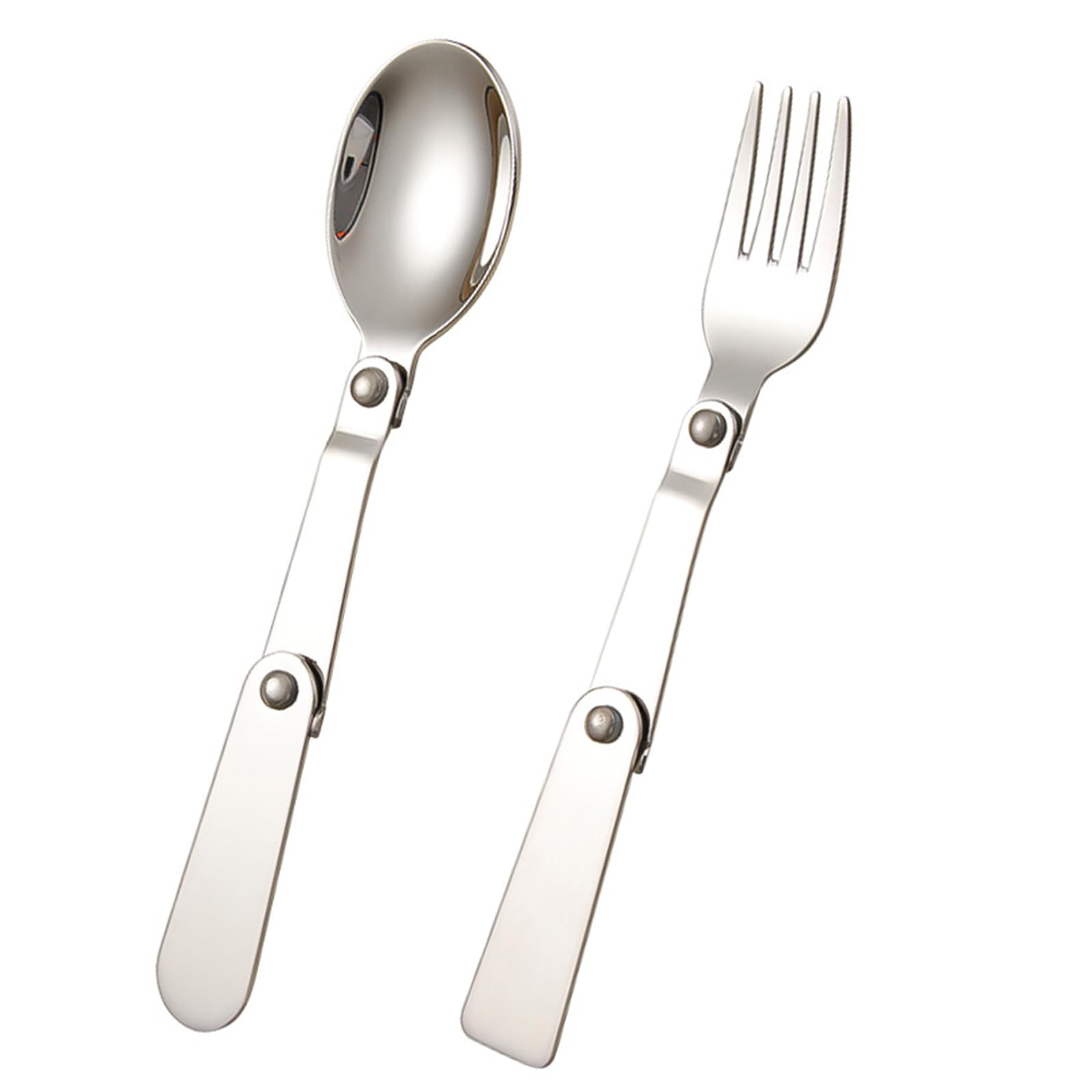 Soulnioi 2PCS Folding Spoon and Fork 304 Stainless Steel Spoon Portable Camping Cutlery Multi-Functional Tableware for Outdoor/Camping/Travel/Picnic Tableware