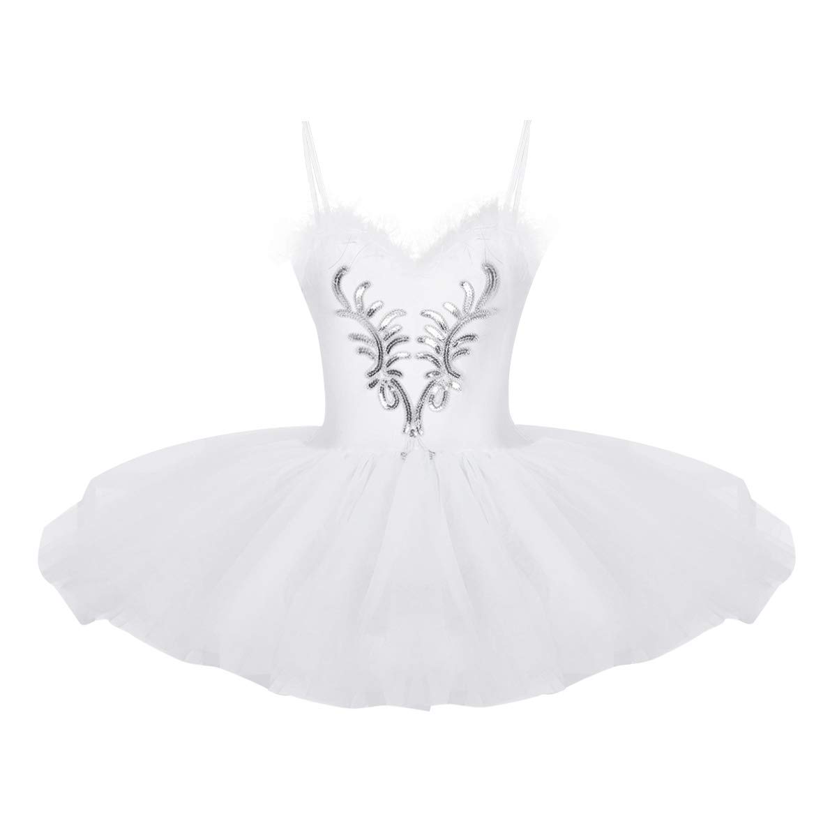 IEFiEL Mädchen Ballettkleid Tüll - Tanzkleid Mit Innenslip Rosa/Weiß