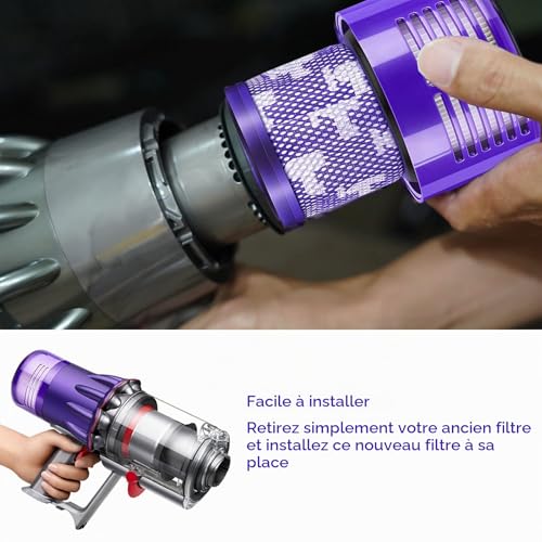 2 Pack Filter for Dyson V10, Washable Replacement Filter for Dyson V10 Absolute Cyclone Series Animal Total Clean Vacuum Cleaner SV12 Replace By # DY-969082-01