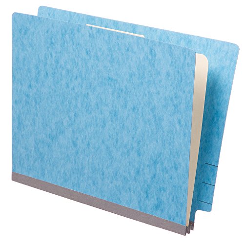 TAB Pressboard Classification Folder - End Tab, 1 Divider, 4 Fasteners, 2" Expansion, Letter Size - Blue 10/Box - Thumbnail 2
