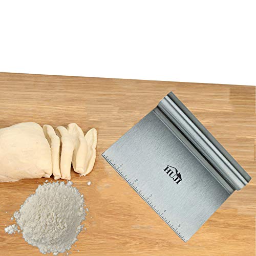 HUJI Stainless Steel Mirror Polished Dough Cutter Scraper Chopper Kitchen Tool (1, Dough Cutter 5.75" X 4.75")