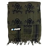 Zephyr Tactical Shemagh Tactical Desert Scarf - Skull & Crossbones - Olive