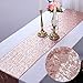 OUGOLD 2Pcs 12x108inch Disposable Rectangular Tablecloth Rose Gold Set Sequins Table Runners and 54x108inch Table Cloths Plastic Table Runner for Rose Gold Party Decorations (A-Rose Gold)