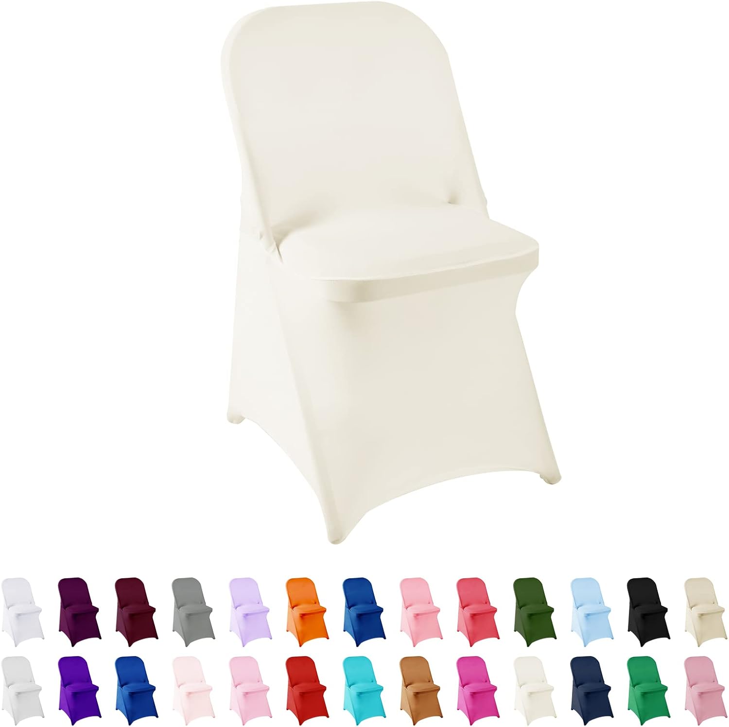 Slipcovers - AlGaiety Spandex Chair Cover,12PCS ,Chair Covers,Living Room Folding Chair Covers,Removable Chair Cover Washable Protector Stretch Chair Cover for Party, Banquet,Wedding Event,Hotel(Ivory)
