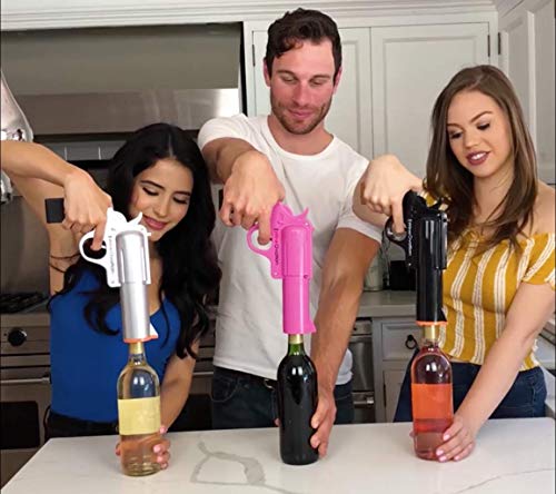 WineOvation Electric Gun Wine Bottle Opener (Simulated Chrome) - Open your Wine Bottle Fast with this New Corkscrew - Great Gift for Gun Enthusiasts and Wine Lovers. Foil Cutter Included. - Thumbnail 4
