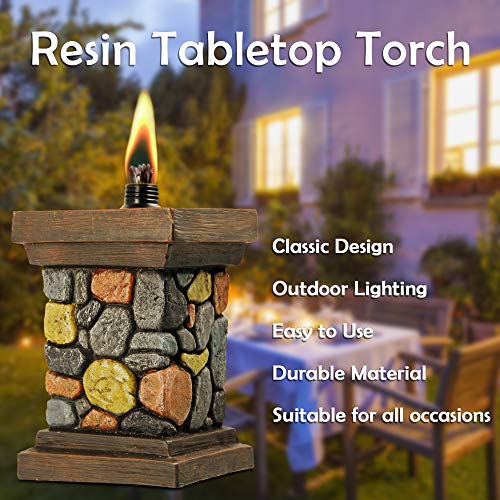 Juegoal 8 Inch Retro Resin Table Torch, Resin Tabletop Torches for