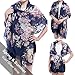 Unique Womens Oblong Floral Scarf - Cotton Feeling Chiffon Large Flowers Printed Voile Shawl Wrap in Dark Blue