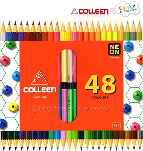 Colleen Neon Colored 24 Pencil 48 Color Hexagonal Box Double End Set Drawing Art Japan for Adult Coloring Book Kid Toddler Bulk Artist