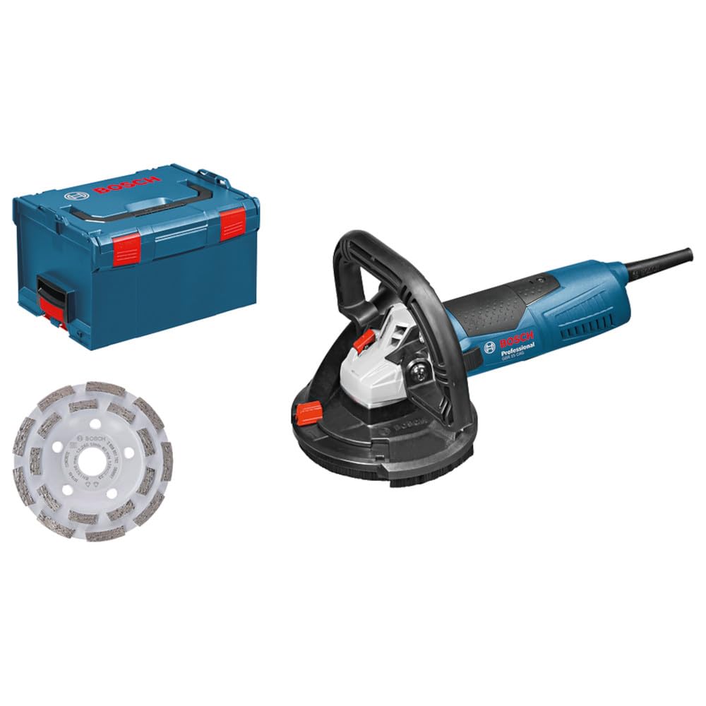 Bosch Professional GBR 15 CAG concrete grinder (1,500 W, no-load speed 9,300 min-1, 125 mm diamond grinding head, 3x spare brush ring, in L-BOXX 238)
