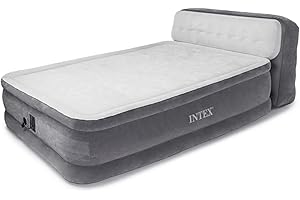 Intex Dura-Beam Matelas gonflable ultra moelleux avec tête de lit, pompe électrique interne intégrée et sac de rangement de t