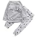 Baby Boy Girl 2pcs Set Outfit Milk Print Long Sleeve Top+Dot Pattern Long Pants (6-12months, Gray)