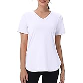 Kaleforneo Womens Workout Tops Short Sleeve T Shirts Moisture Wicking Yoga Gym Running Hiking V Neck Athletic Tee