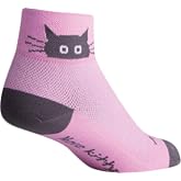 SockGuy, Women's Classic Socks - Small/Medium, Whiskers | SockGuy Classic Whiskers Women's Pink Cycling Socks - Lightweight, Breathable Synthetic Performance